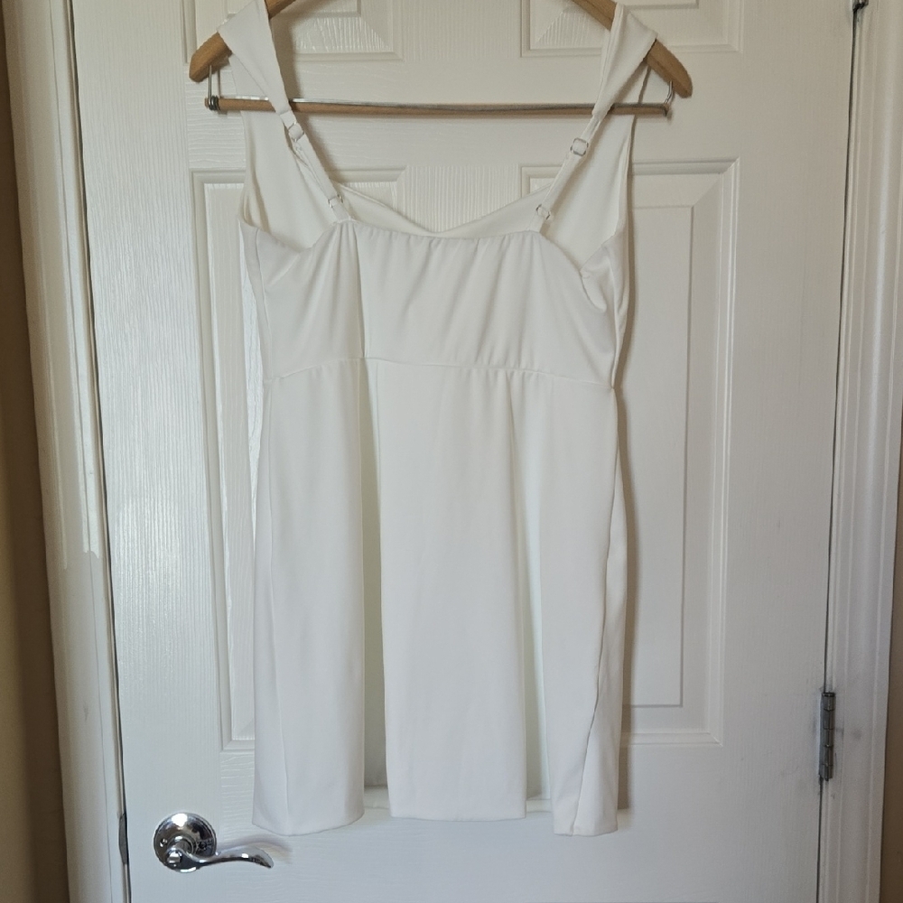 Source Unknown 2XL White Sheath Mini DRESS WIDE V-Neck FLIRTY SUMMER STAPLE - Picture 7 of 7